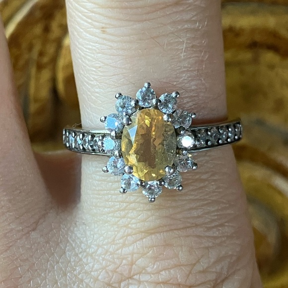 Natural Fire Opal Sterling Silver Halo Ring - Picture 1 of 10